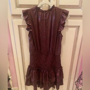 Maroon snakeskin dress. Ruffled bottom